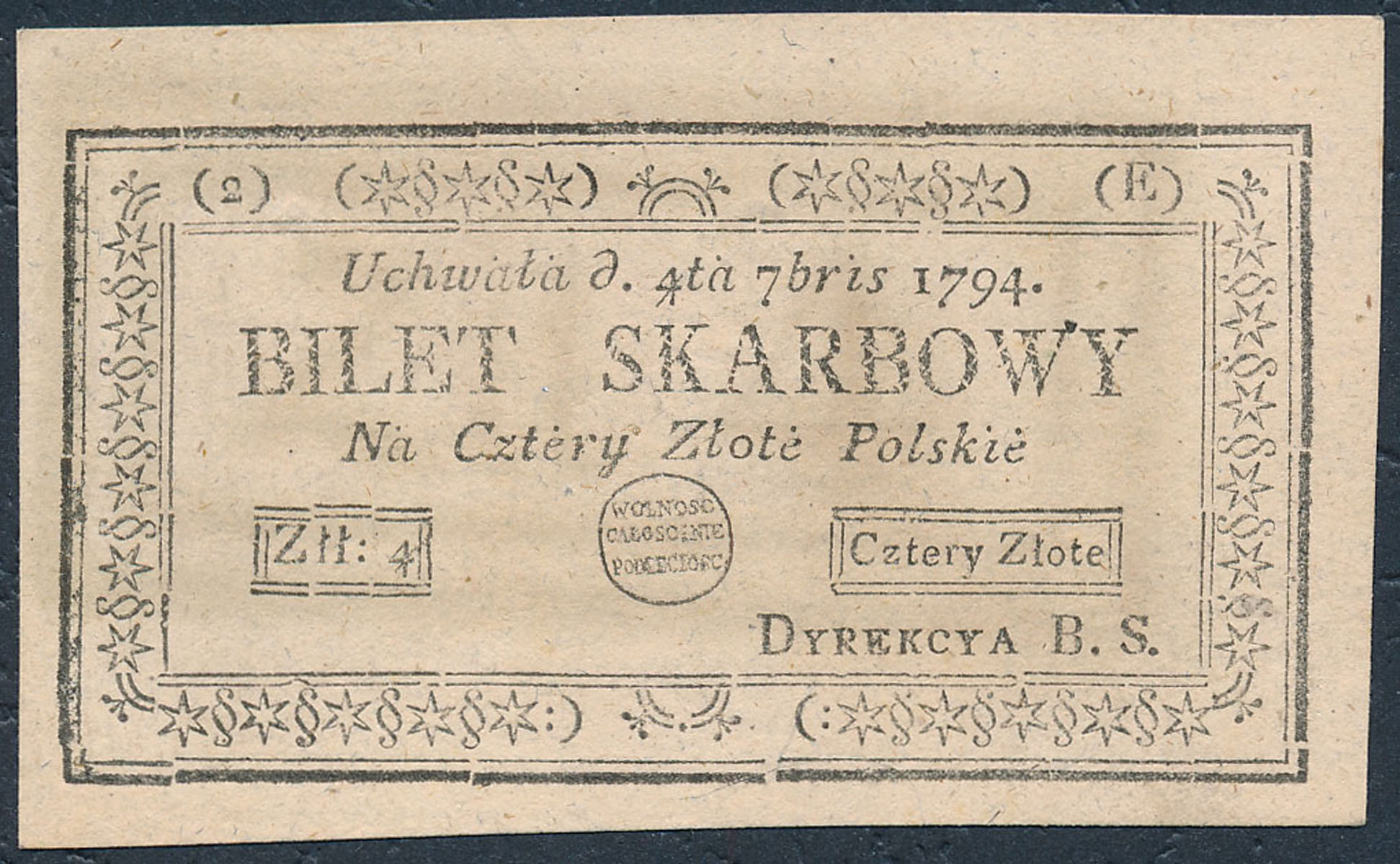 Insurekcja Kościuszkowska 4 złote polskie 1794 2 seria E